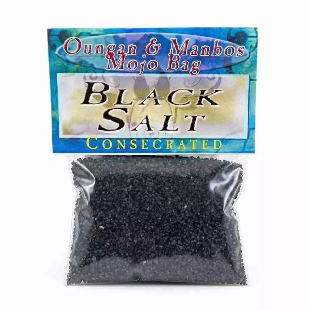 Small bag of consecrated black salt labeled &