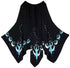 Long black rayon batik Moon Goddess ritual skirt with floor-length flowing silhouette and lunar goddess print pattern