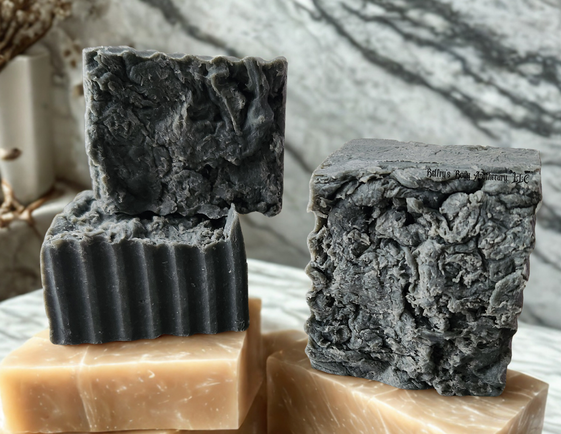 Grounding collection - three soap bars containing activated charcoal
