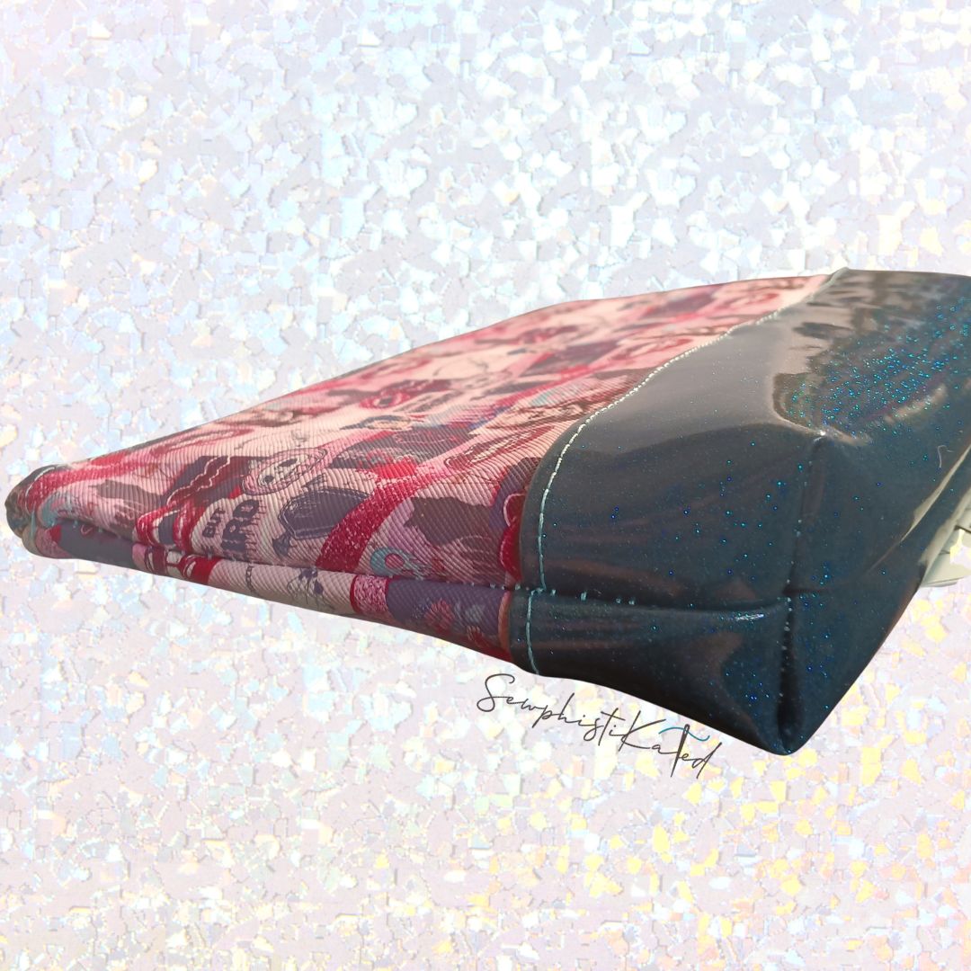 "Weird But Cute" Gothic Versatile Zipper Pouch – Skull &amp; Vampire Collage Faux Leather Bag