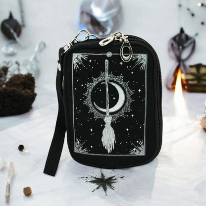 Witchy Wristlet – Celestial &amp; Occult-Inspired Canvas Zipper Pouch