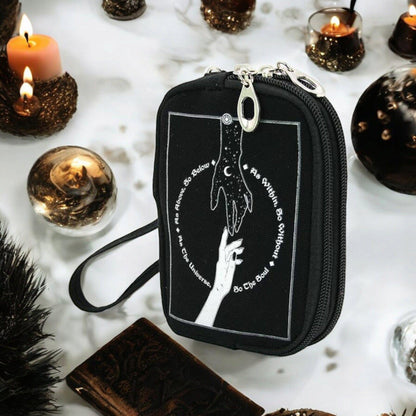 Witchy Wristlet – Celestial &amp; Occult-Inspired Canvas Zipper Pouch