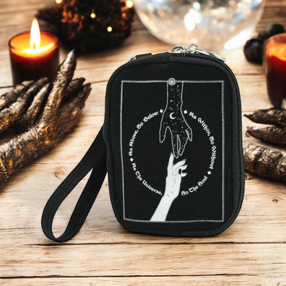 Witchy Wristlet – Celestial &amp; Occult-Inspired Canvas Zipper Pouch