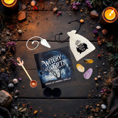 Witchcraft Herb Spell Kit – Crystals, Herbs, Pendulum &amp; Spellbook for Rituals &amp; Magick