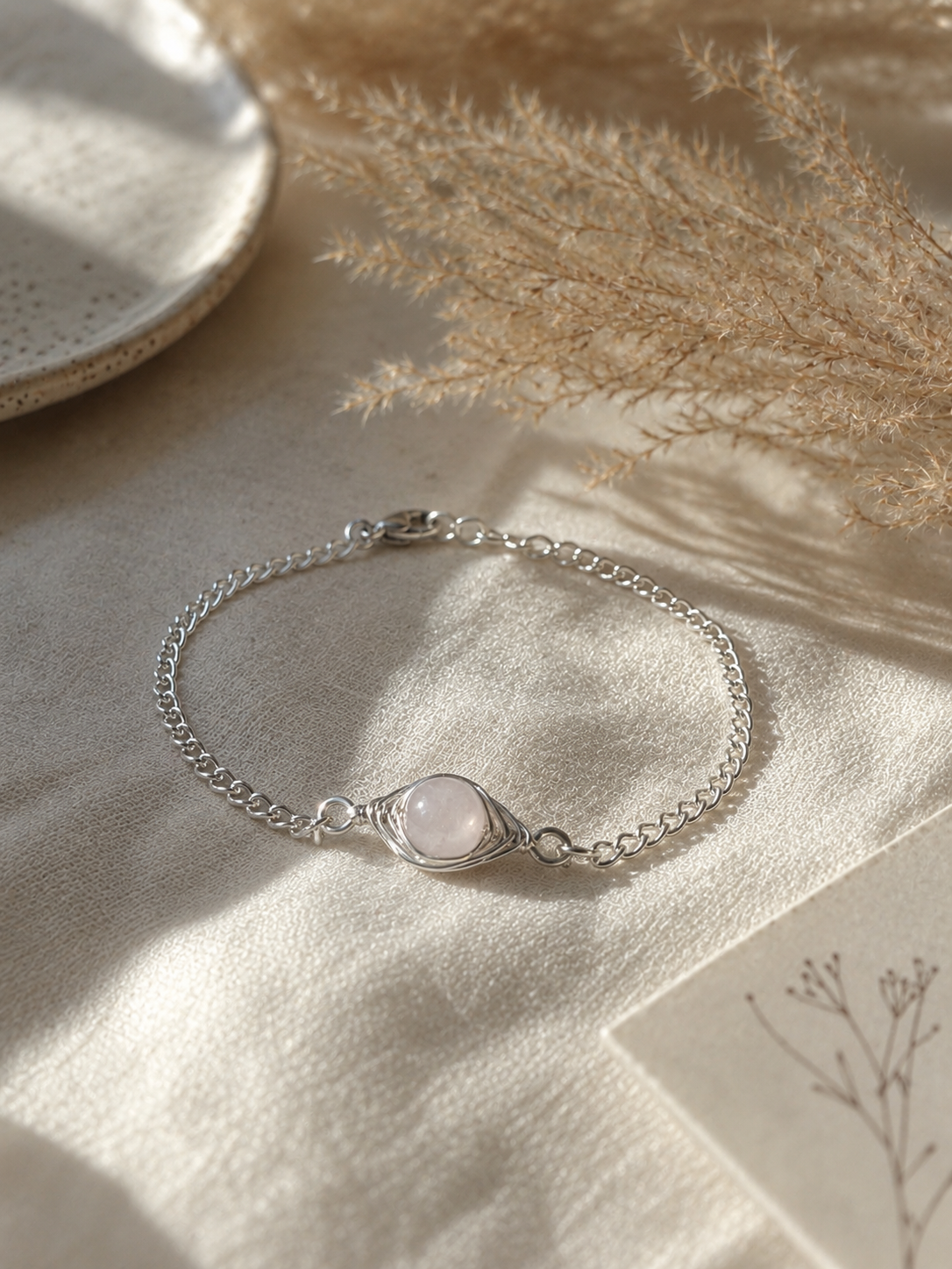 Minimalist Rose Quartz Gemstone Bracelet