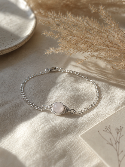 Minimalist Rose Quartz Gemstone Bracelet