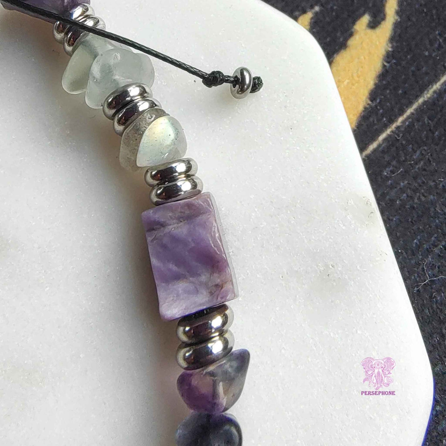 Alcyone Bracelet; Charoite and Fluorite