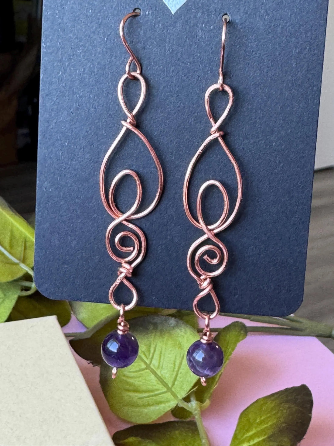 Copper Amethyst Earrings