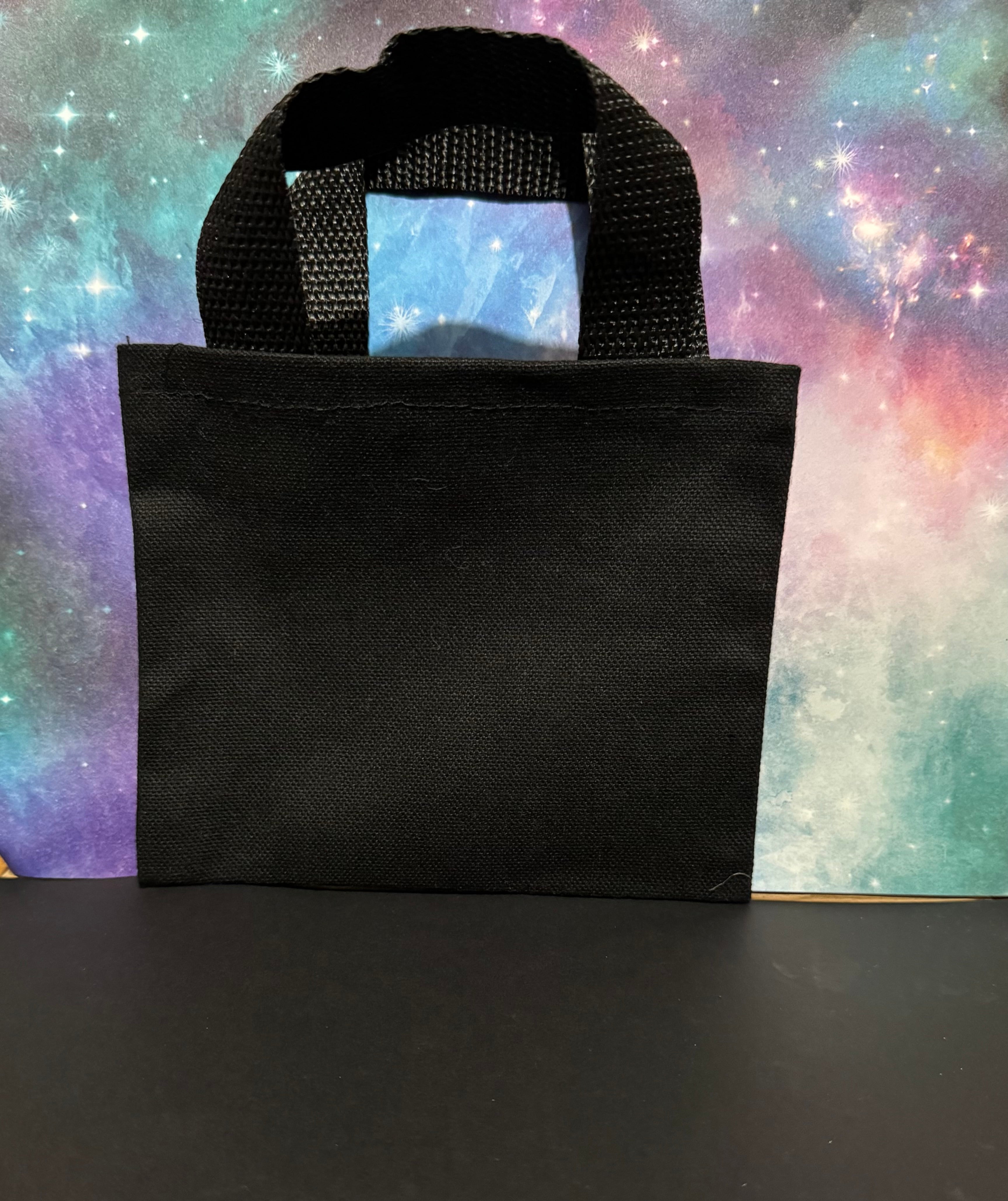 Mini Canvas Tote Bag with Transfer Decal - Black