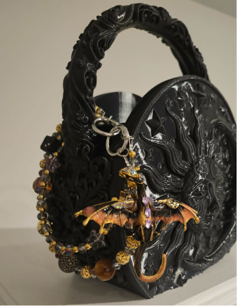 Handbag &amp; Purse Chain - Dragon Black &amp; Rose/Peach