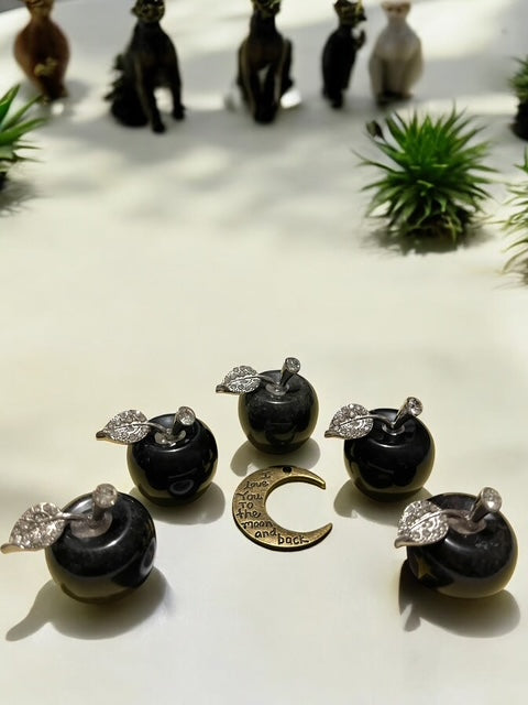 Black Obsidian Apple Crystal Carving