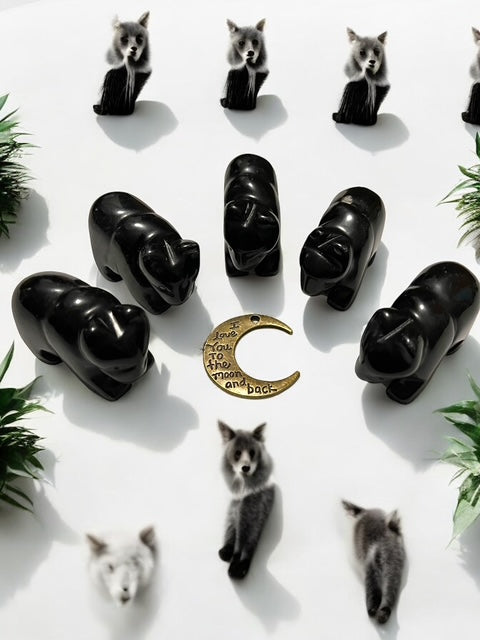 Black Obsidian Bear Crystal Carving