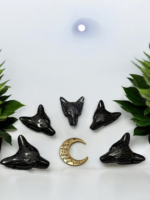 Black Obsidian Wolf Crystal Carving