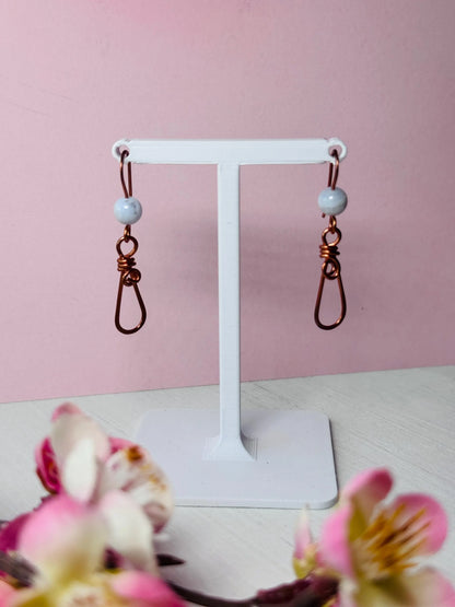 Copper Wire Wrapped Earrings with Crazy Lace Agate