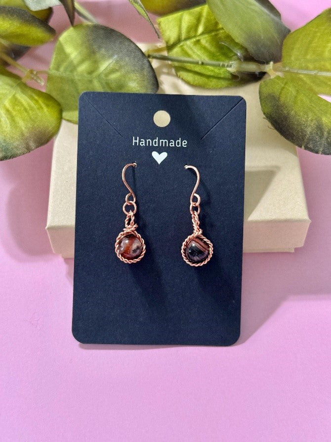 Braided Red Agate Earrings