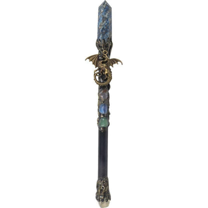Lapis Lazuli &amp; Gold Dragon Wand – Protection, Power &amp; Prosperity (10")