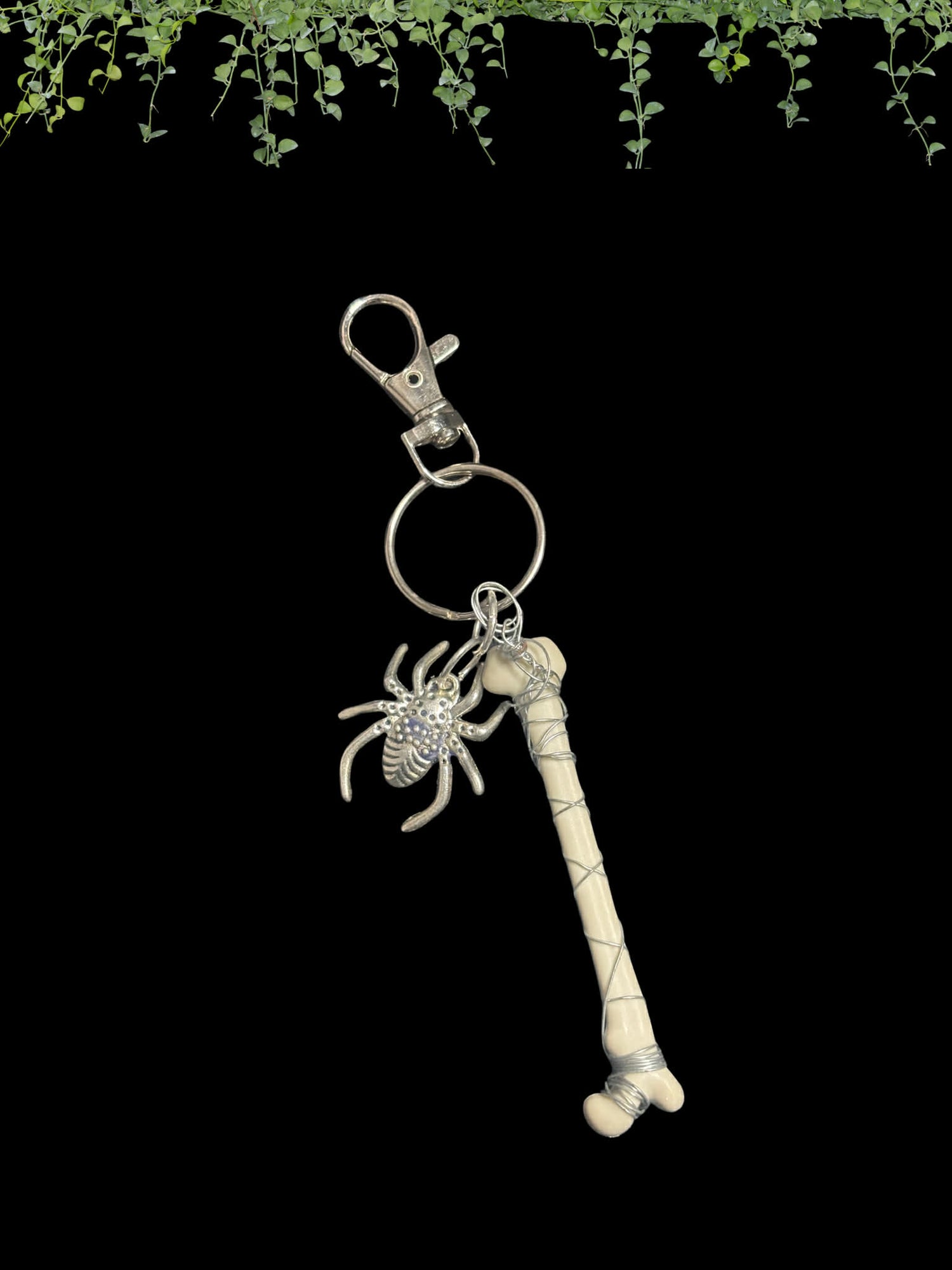 Faux Bone &amp; Spider Keychain