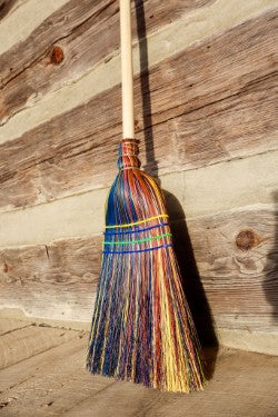Handmade Farmhouse Broom – Traditional Broomcorn Sweeper, Rustic Country Decor &amp; Functional Cleaning Broom Made in USA