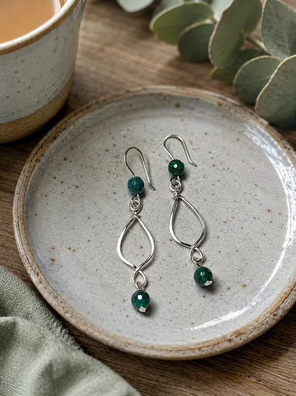 Silver Earrings with Fuchsite Gemstones
