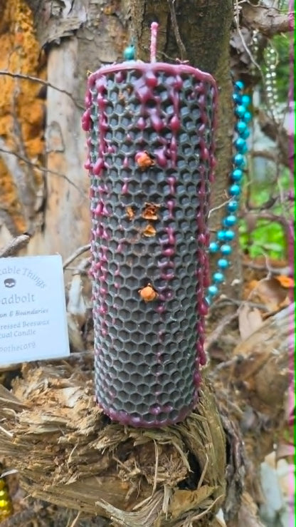 Deadbolt Seidr Beeswax Spell Candle - A Flame for Locking Out Harm and Securing What Must Remain Protected