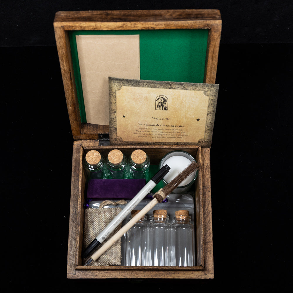 Deluxe Novice Witch Spellcasting Starter Kit with Hardwood Pentacle &amp; “Crystal Eye” Storage Box