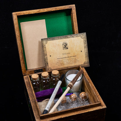 Deluxe Novice Witch Spellcasting Starter Kit with Hardwood Pentacle &amp; “Crystal Eye” Storage Box