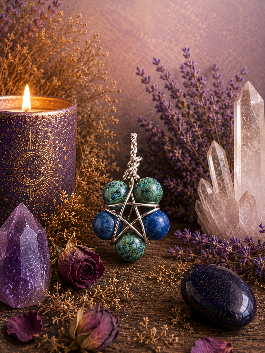 Guardian Pentacle Pendant - Dragons Blood &amp; Lapis Lazuli