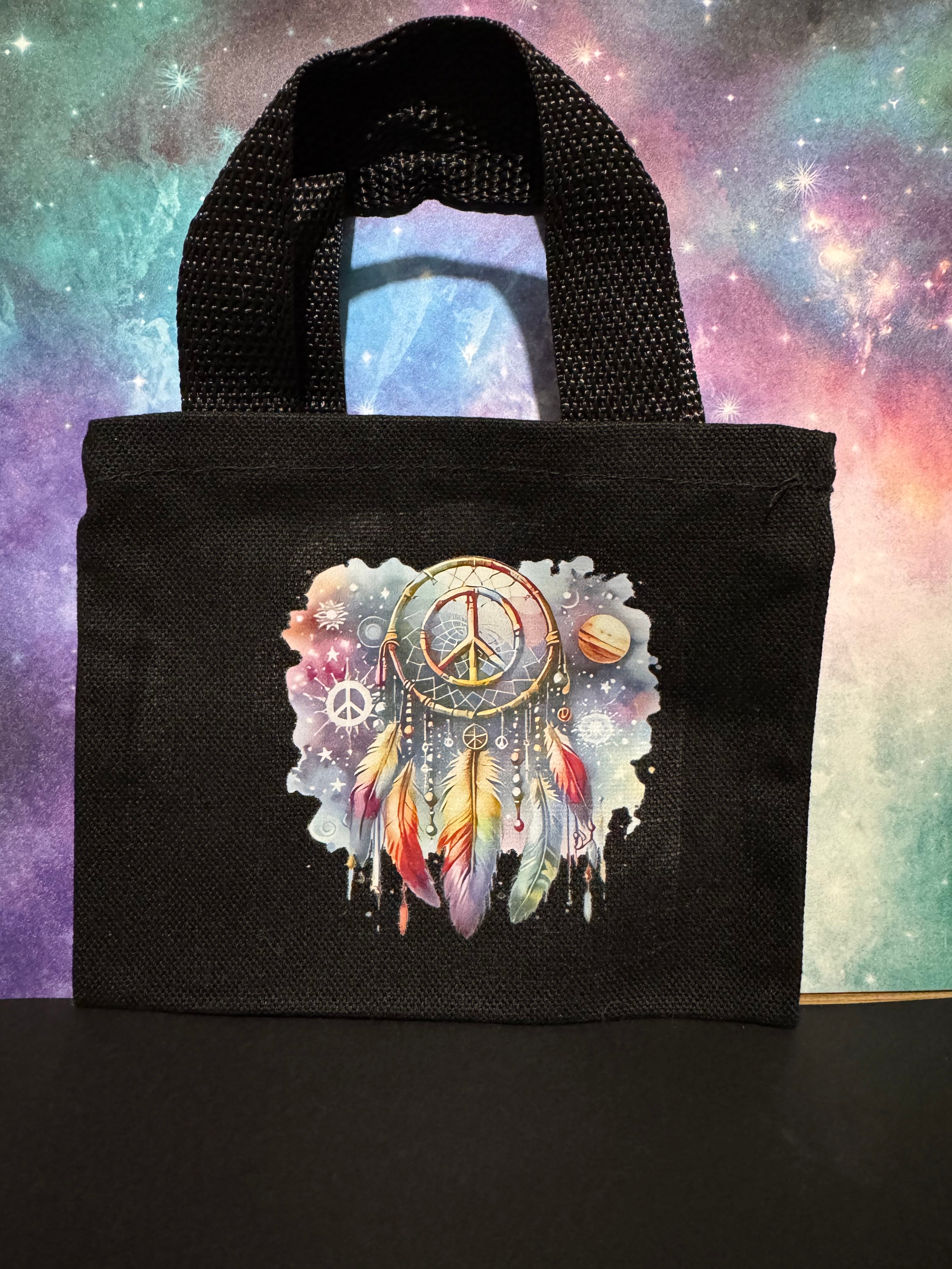 Mini Canvas Tote Bag with Transfer Decal - Black