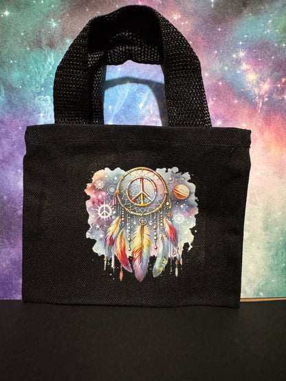 Mini Canvas Tote Bag with Transfer Decal - Black