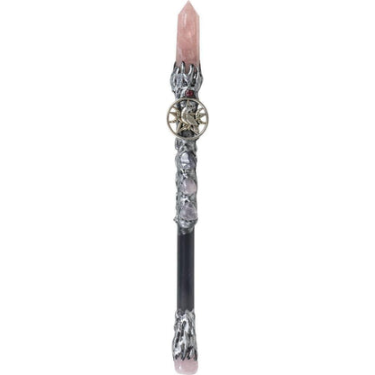 Rose Quartz &amp; Raven Wand – Crystal Magick for Self-Love, Healing &amp; Transformation