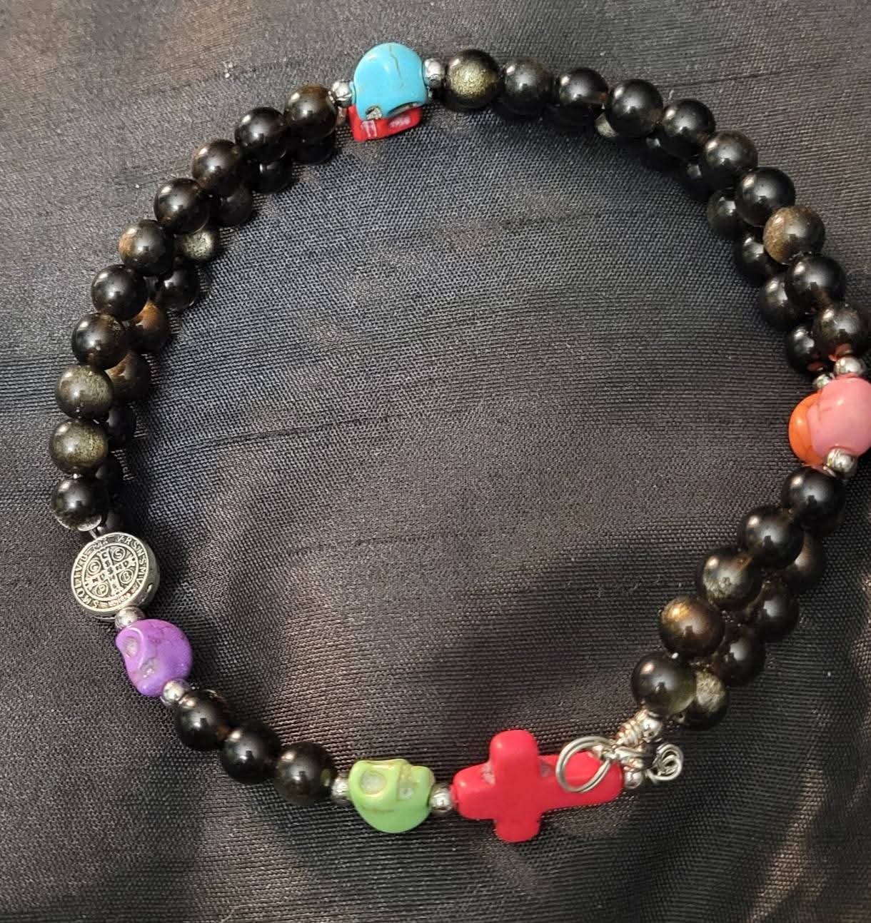 Obsidian Protection Rosary Bracelet