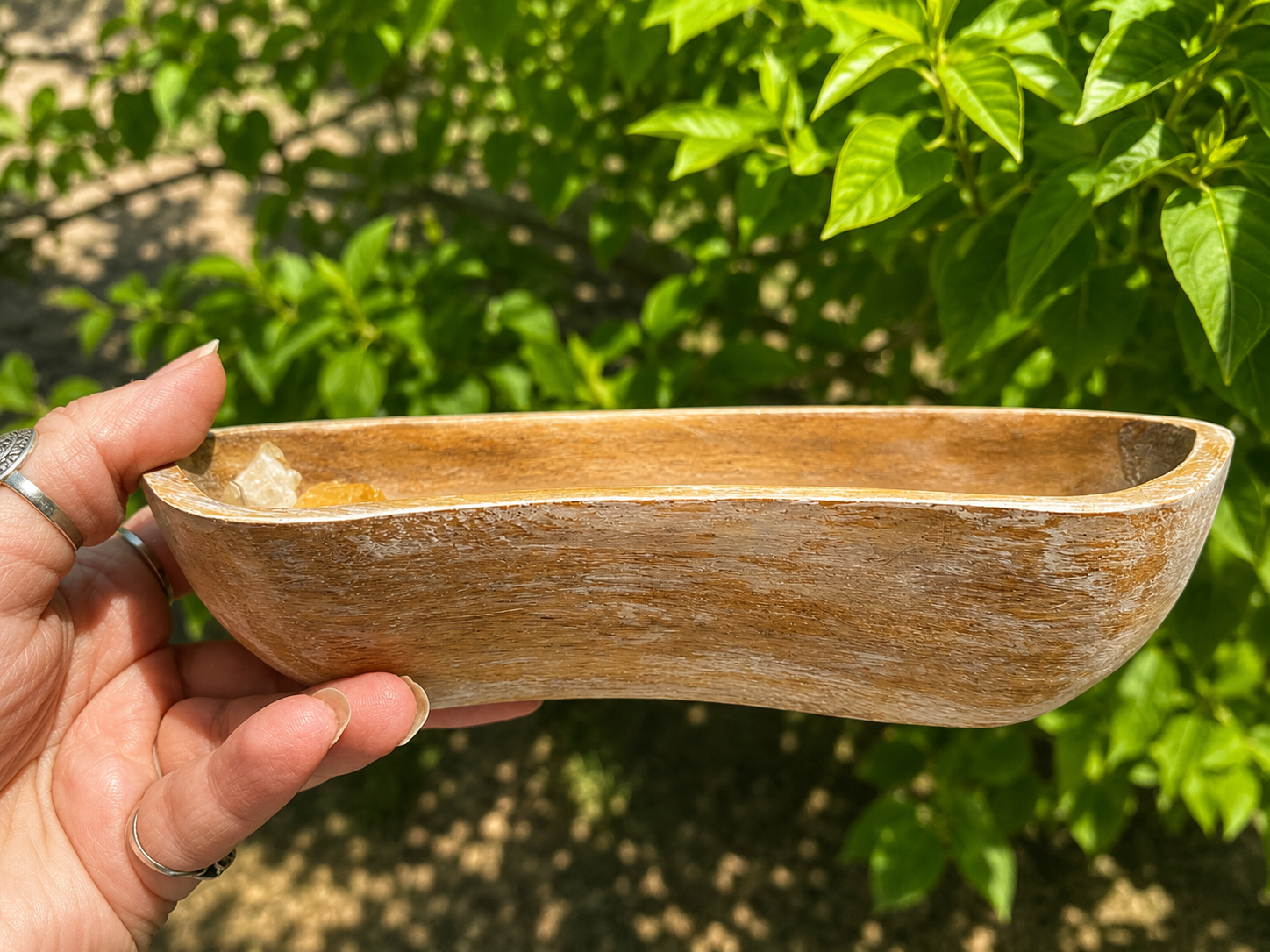 Futhark rune wood burned monkey pod wood bowl abundance