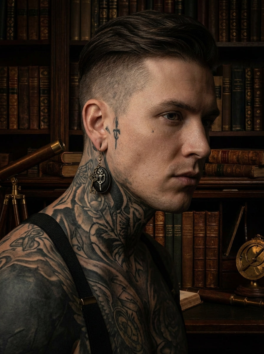 Mystic Bird Skull Cameo with Bronze Key Charm