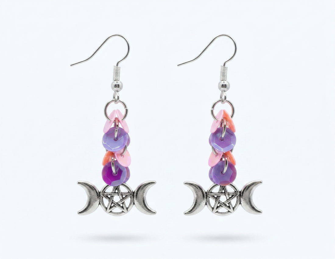 Mystical Sequin Pentacle Earrings