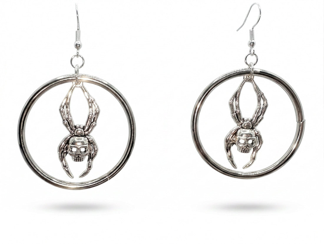 Skull Spider Charm Earrings