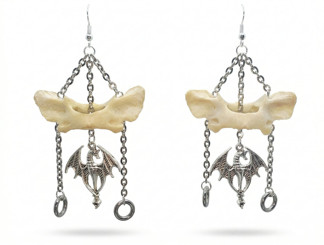 Chained Atlas Bone Dragon Earrings