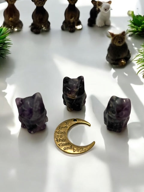 Fluorite Cat Crystal Carving