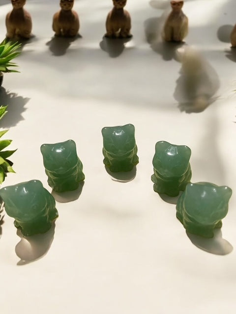 Green Aventurine Cat Carving Crystal
