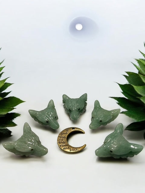Green Aventurine Wolf Carving Crystal