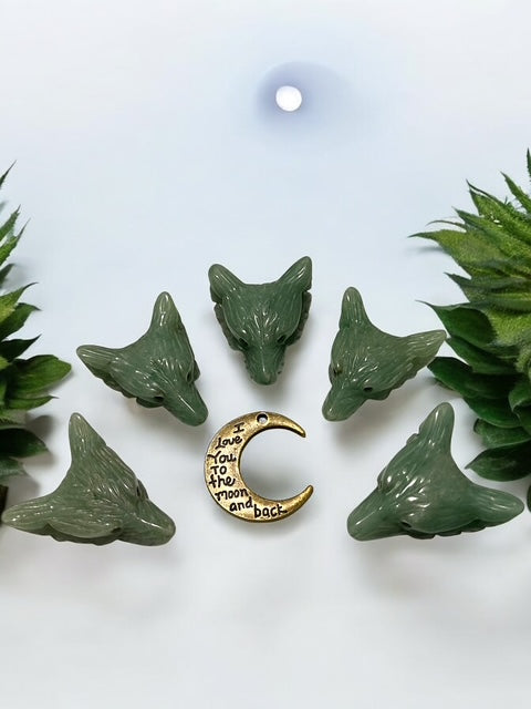 Green Aventurine Wolf Carving Crystal