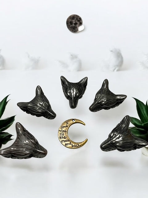 Hematite Wolf Crystal Carving
