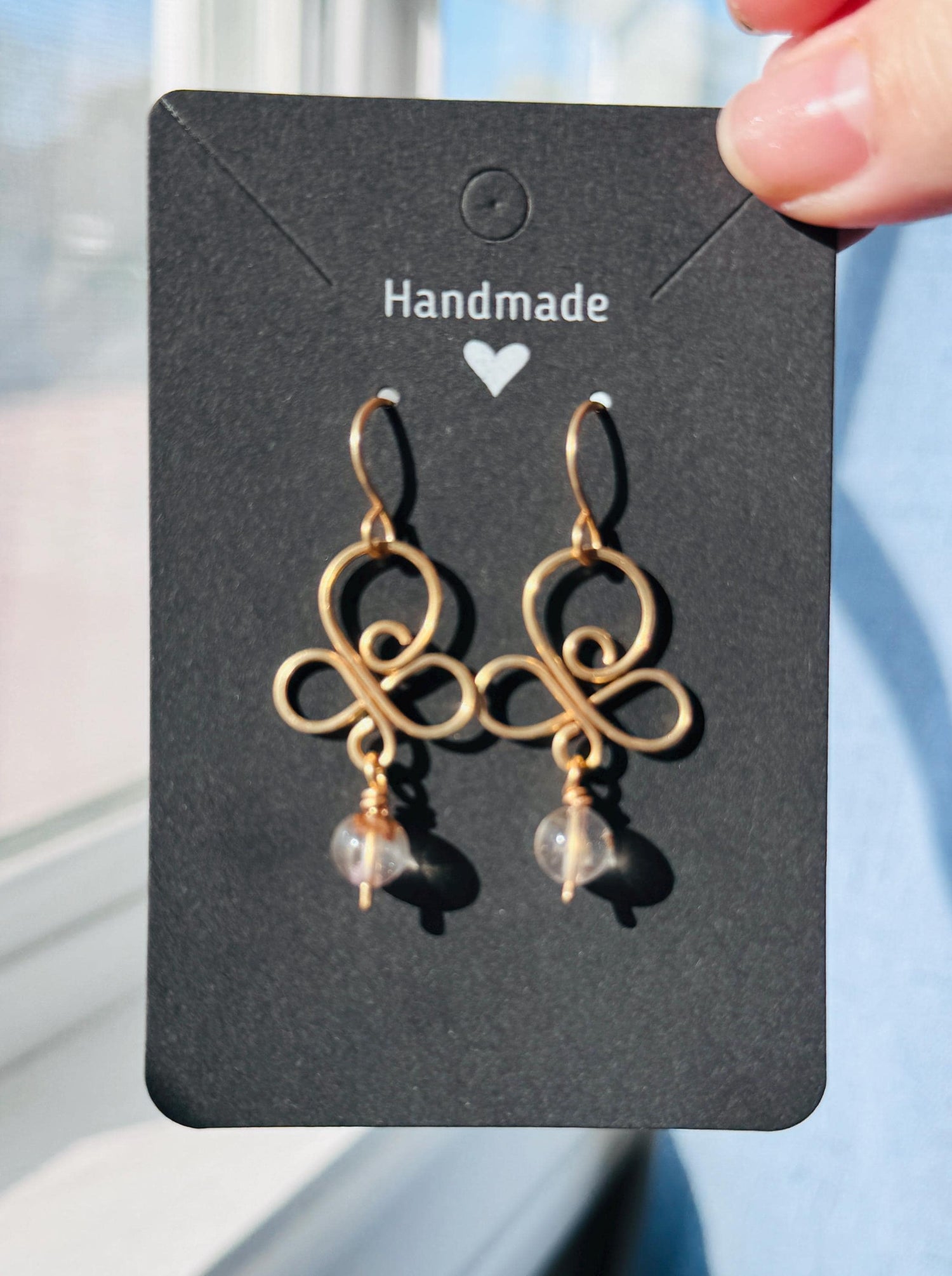 Gold wire wrapped earrings with Herkimer Diamonds