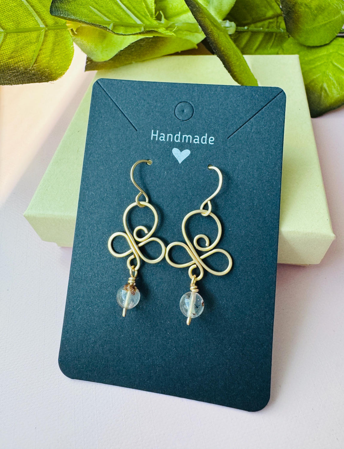 Gold wire wrapped earrings with Herkimer Diamonds