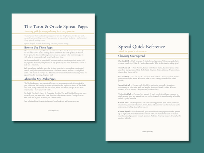 Tarot &amp; Oracle Spread Pages — Printable Journal Pages for Divination Practice