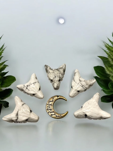 Howlite Wolf Crystal Carving