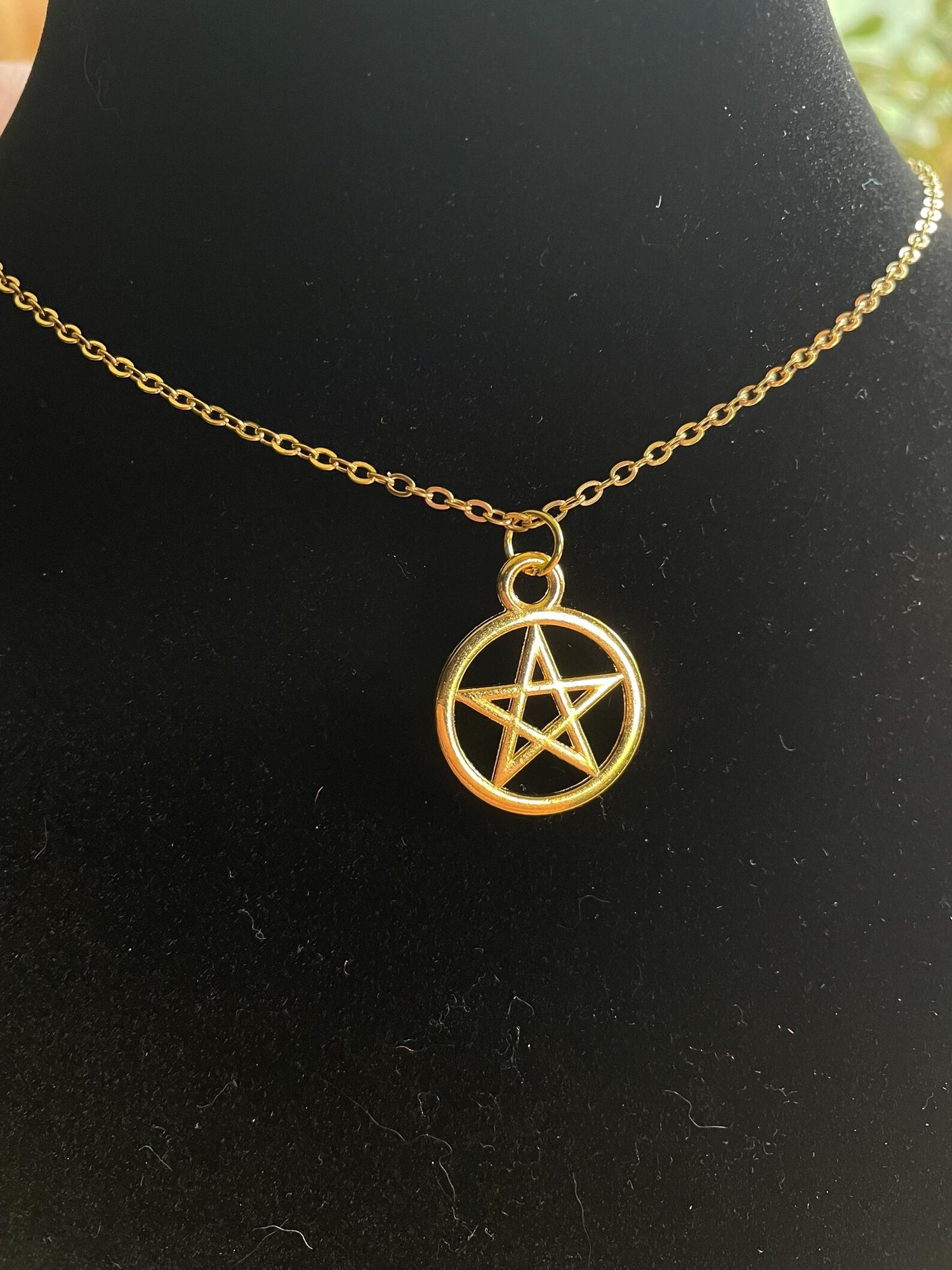 Gold Pentacle Pentagram Necklace Gothic Whimsygoth Witchy