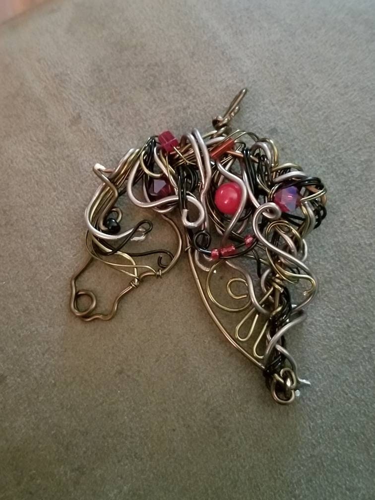 Sterling silver, copper arabian horse necklace,quarter horse pendant, equestrian gifts for trainers, horse gifts for women, unique