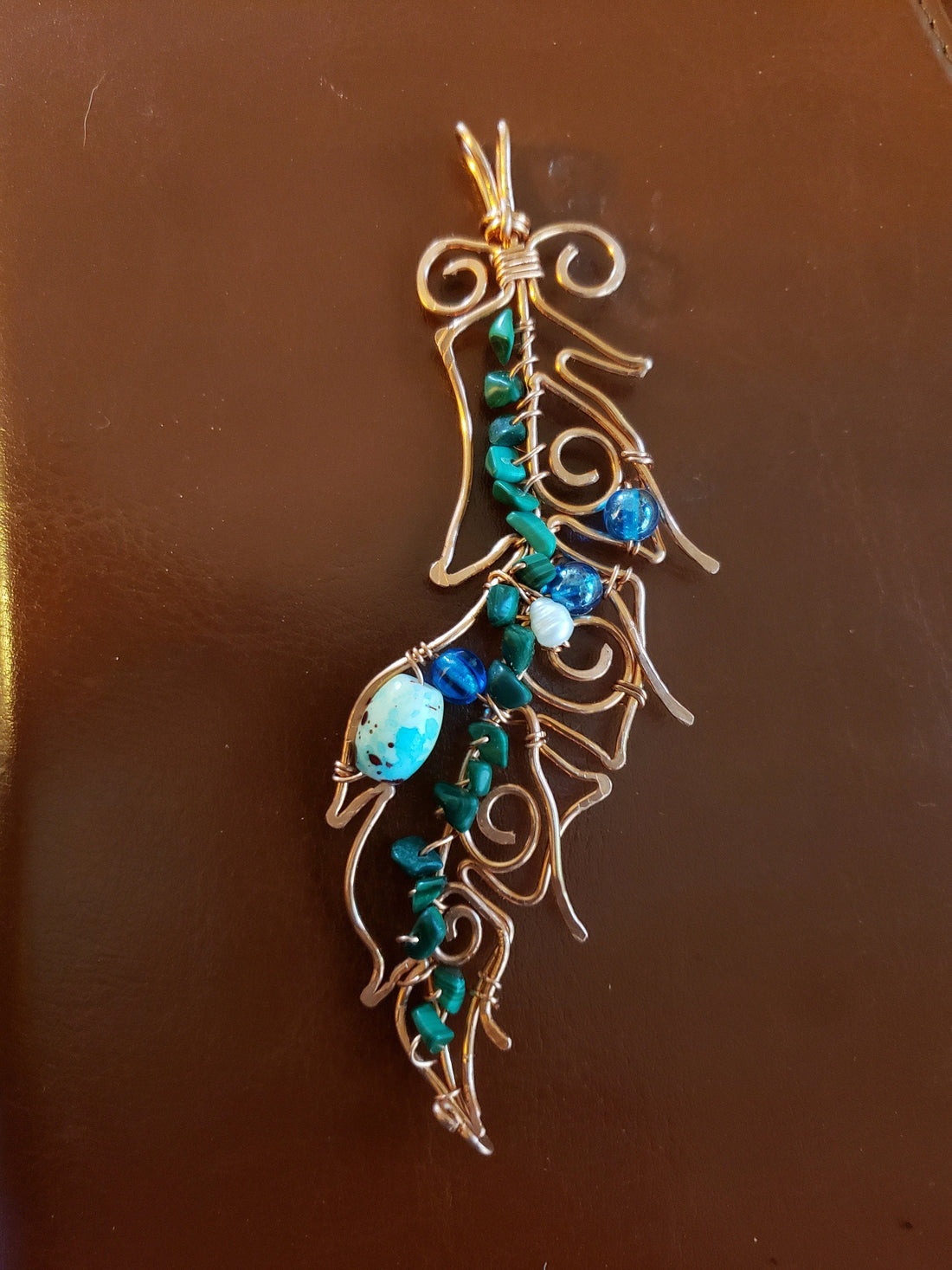Boho feather necklace copper, bohemian jewelry for women, best friends  birthday gift for her,tribal, mom, rear view mirror decor