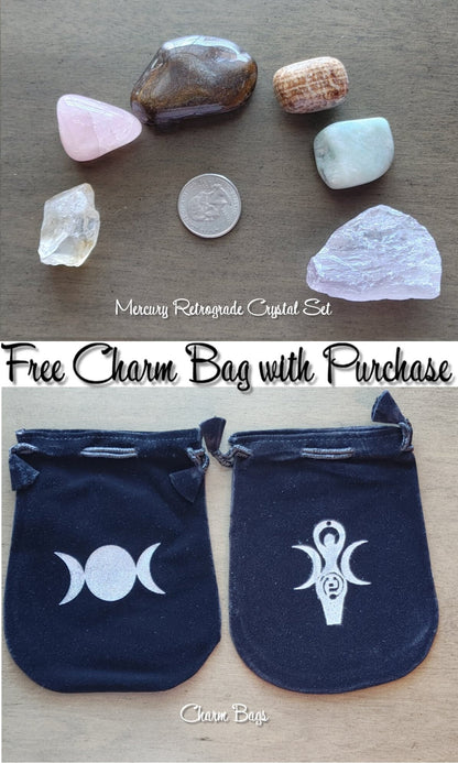 Mercury Retrograde Crystal Set, Citrine, Amethyst, Axinite, Aragonite, Amazonite, Rose Quartz, Protection, Grounding, Soothing, Crystals
