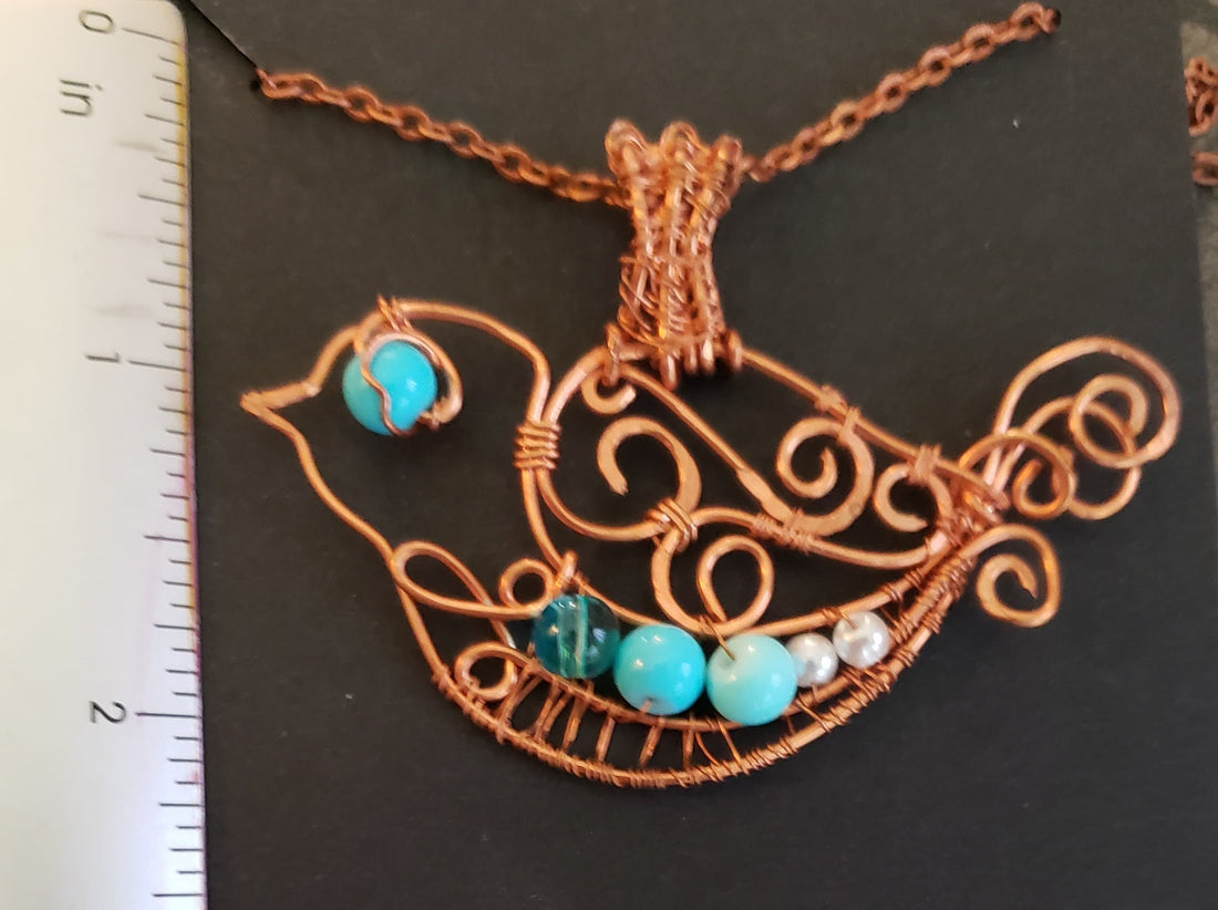 Bird jewelry, bird lover gift, custom necklace jewelry, bird jewelry, copper bluebird necklace, trendy boho necklace, copper songbird